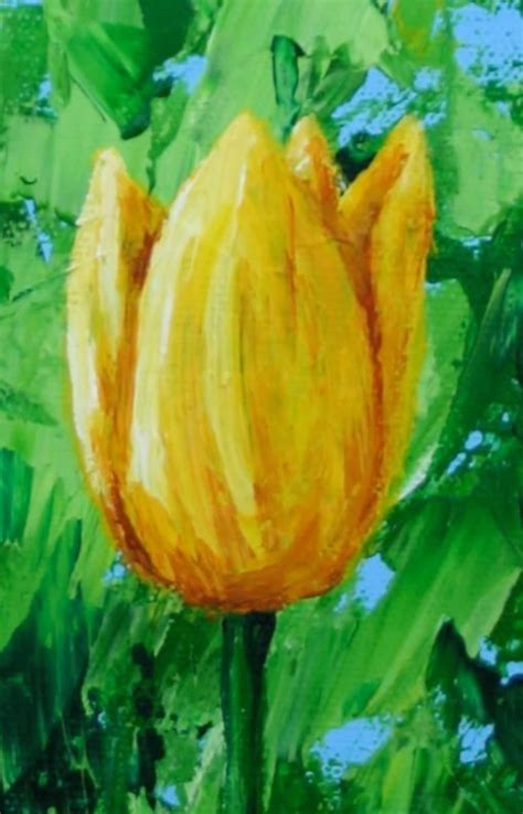 Tulips Impasto Painting Acrylic Yellow Flowers 8x10 Canvas | Etsy