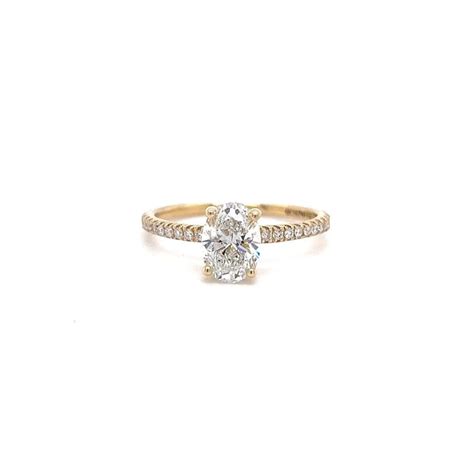 Certified Lab Grown Oval Solitaire with Diamond Band - 8mm diamond (1ct ...