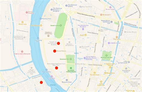 Bangkok temples map - Map of temples in bangkok (Thailand)