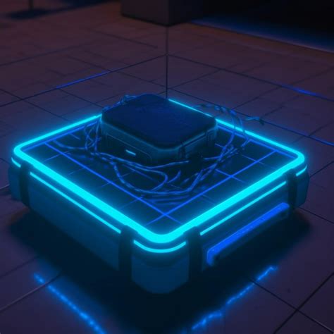 Premium AI Image | a computer with a blue led light on it