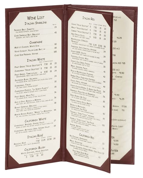 Menu Inserts | Menu Men