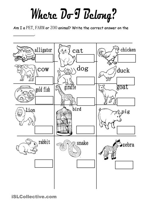 Zoo Animals Worksheets Esl