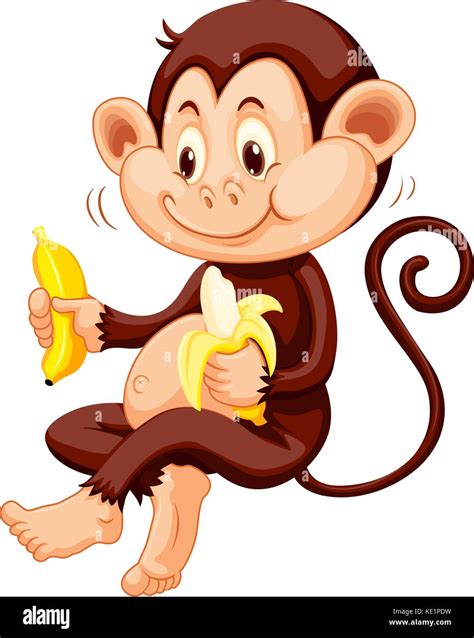 Cute monkey cartoon eating banana hi-res stock photography and images ...