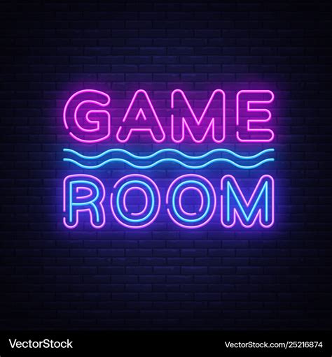 Game room neon text gaming neon sign Royalty Free Vector