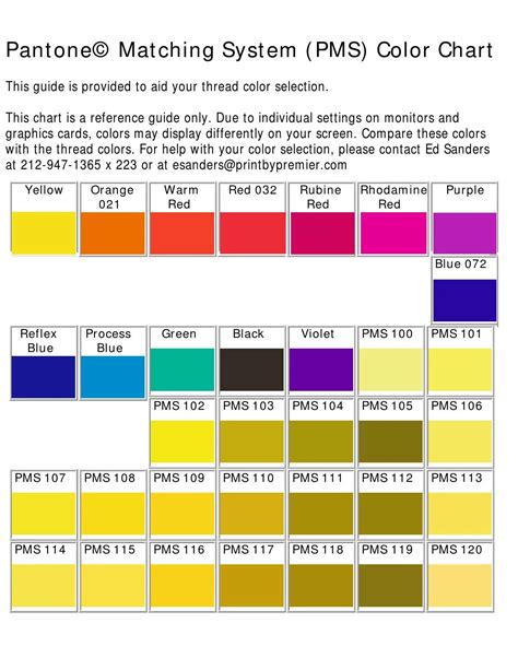 PMS Color Chart Print