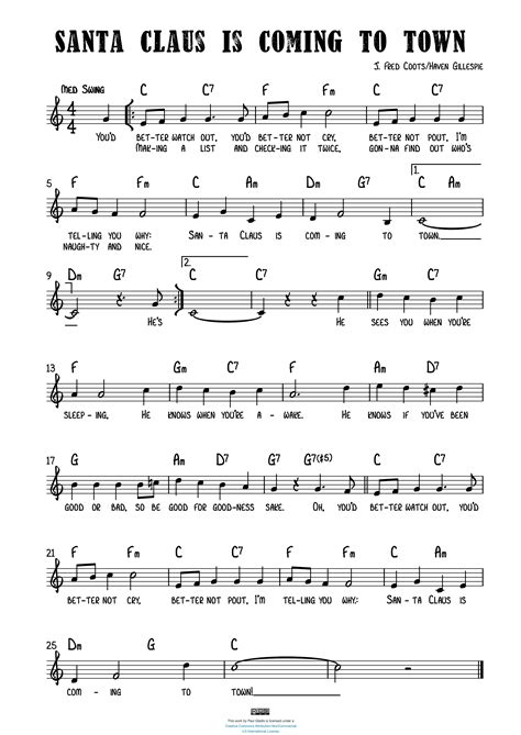 Santa Claus is Coming to Town – Sheet Music Transcriptions by Paul Gladis