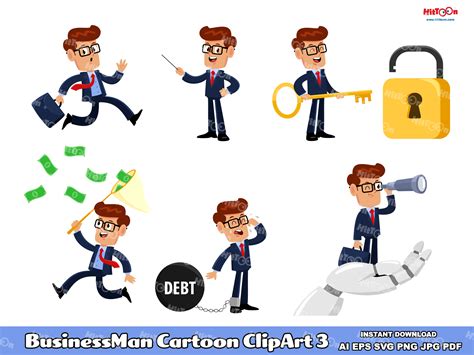 Businessman Cartoon ClipArt 3 Graphic by HitToon · Creative Fabrica