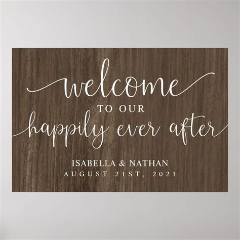 Rustic Happily Ever After Wedding Welcome Sign | Zazzle