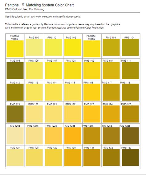 PMS Color Chart | Free Word Templates