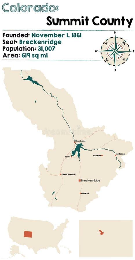 Map of Summit County in Colorado Stock Vector - Illustration of freeway ...