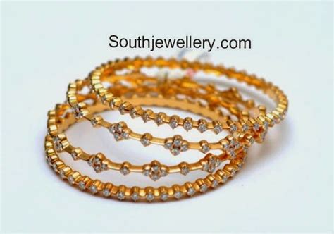 Sleek Diamond Bangles set - Indian Jewellery Designs