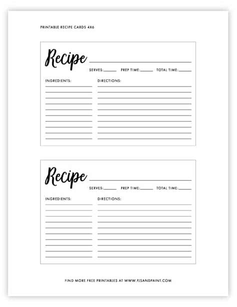 Kitchen Storage Home & Living Recipe Boxes Downloadable Recipe Cards Recipe Card Template 7 ...