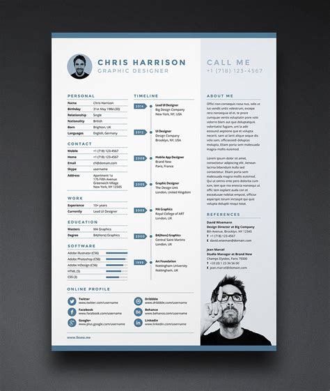 Free Resume CV Template in INDD, Photoshop PSD & Word DOCX - Good Resume