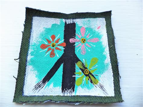 Fabric Patch Sew on Patch Original Hand Painted Art Hippie