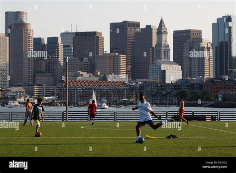 Lopresti Park on the East Boston waterfront, Boston, Massachusetts, USA ...