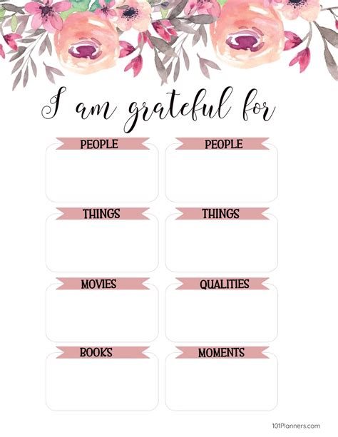 Daily Gratitude List Printable