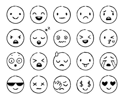 Free Vector | Hand drawn emoji. Doodle emoticons, smile face sketch and ...