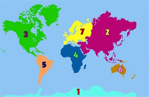 numbered continents | Continents song, Continents and oceans, Continents