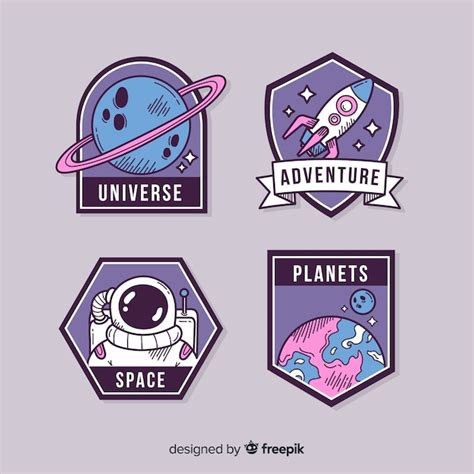 Premium Vector | Cute illustrated space stickers pack