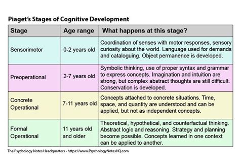 Piaget's Stages of Cognitive Development