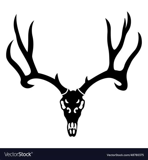 Deer skull antler silhouette Royalty Free Vector Image