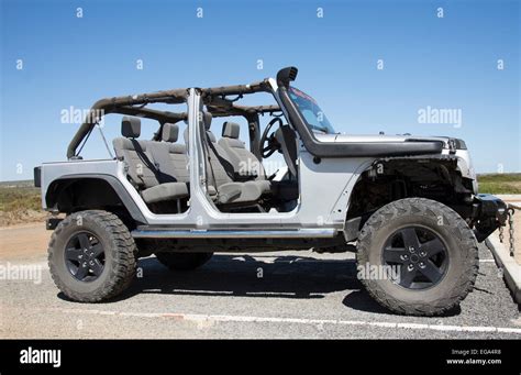 Expedition vehicle a four wheel drive car with no doors or roof Stock ...