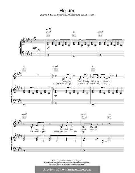 Helium (Sia) by C. Braide, S. Furler - sheet music on MusicaNeo