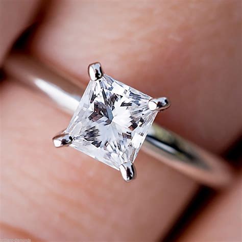 1.0 Carat Princess Brilliant Cut Simulated Diamond Solitaire Engagement ...