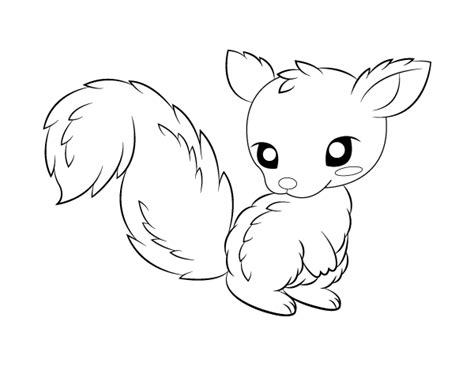 Printable Adorable Baby Squirrel Coloring Page