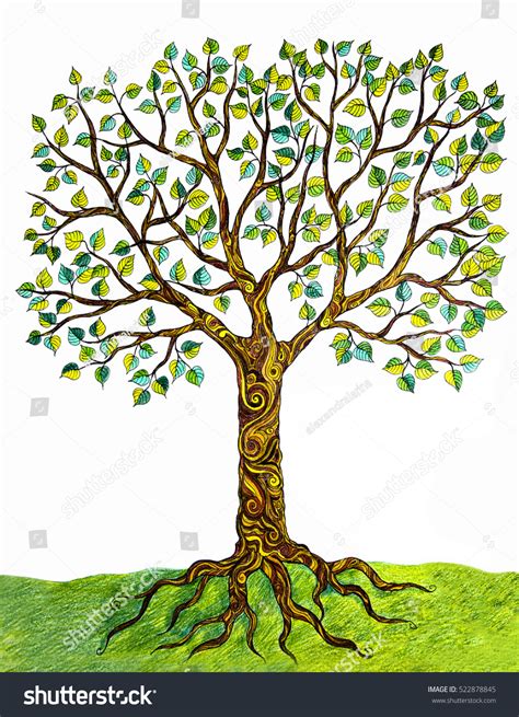 Green Treegreen Tree Drawing Pencil Stock Illustration 522878845 ...