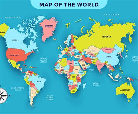 World Map with Country Names | FreeVectors