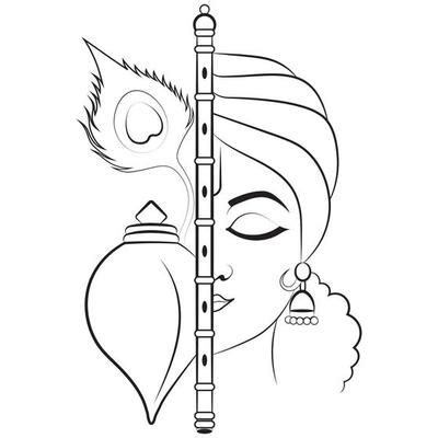 Krishna Outline Vector Art, Icons, and Graphics for Free Download