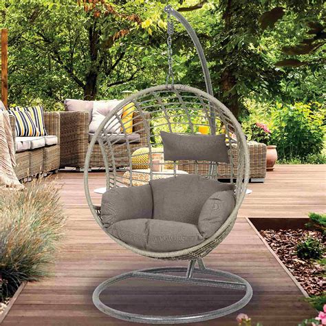 London Hanging Outdoor Egg Chair Grey - Meubles