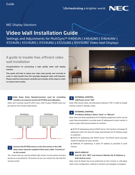 Video Wall Installation Guide - NEC Display Solutions Europe