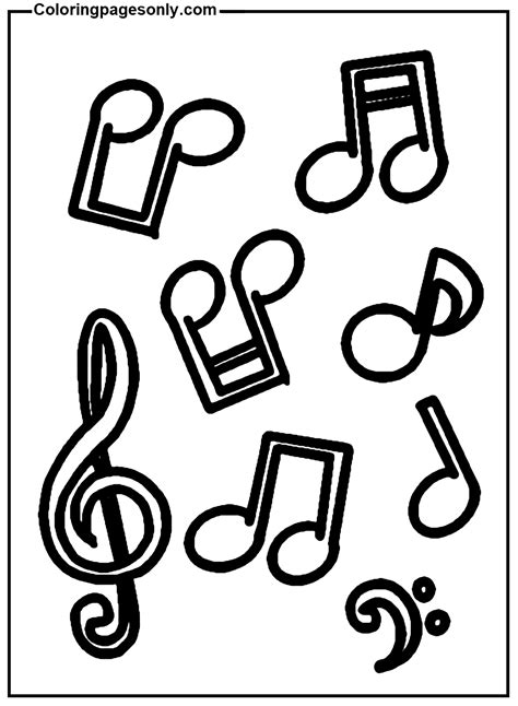 Colorful Music Notes Coloring Page - Free Printable Coloring Pages