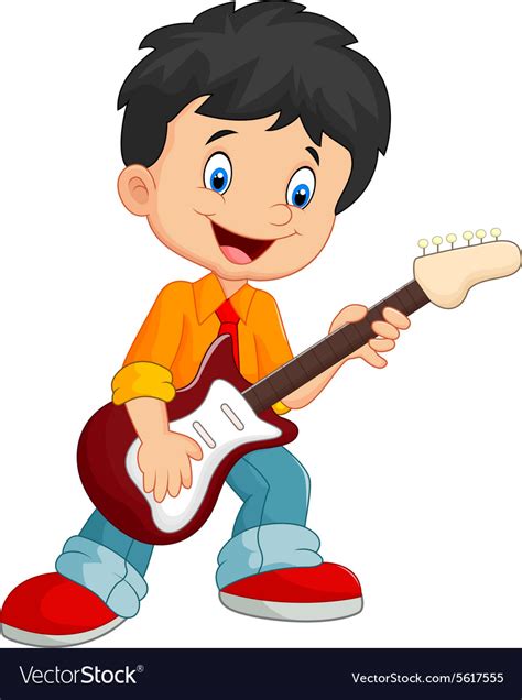 Cartoon Boy Playing Guitar