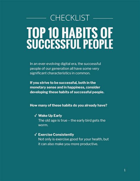 Top 10 Habits of Successful People - Checklist – (Downloadable – PDF ...