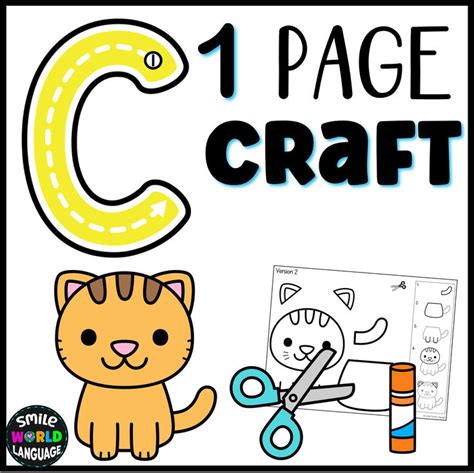 the letter c is for cat coloring page with scissors and crayon tape on it