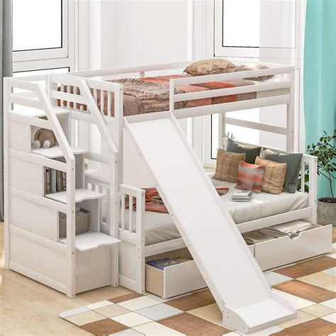 Twin Over Full Bunk Bed With Slide - Loft Beds For Small Spaces