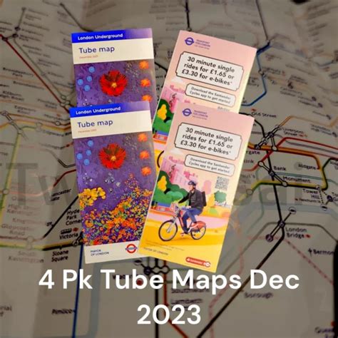 LONDON UNDERGROUND TUBE Map - NEW December 2023 - 4 Pack - TFL Current ...