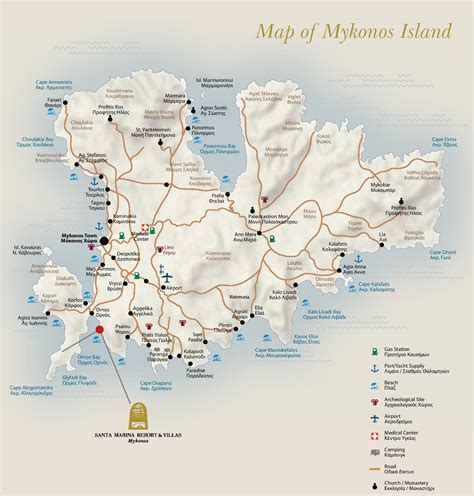 Mykonos tourist map - Ontheworldmap.com