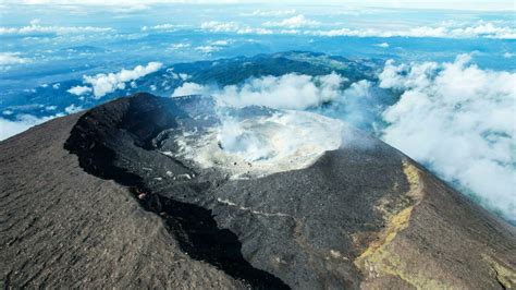 Aerial view of Mount Slamet or Gunung Slamet is an active stratovolcano ...