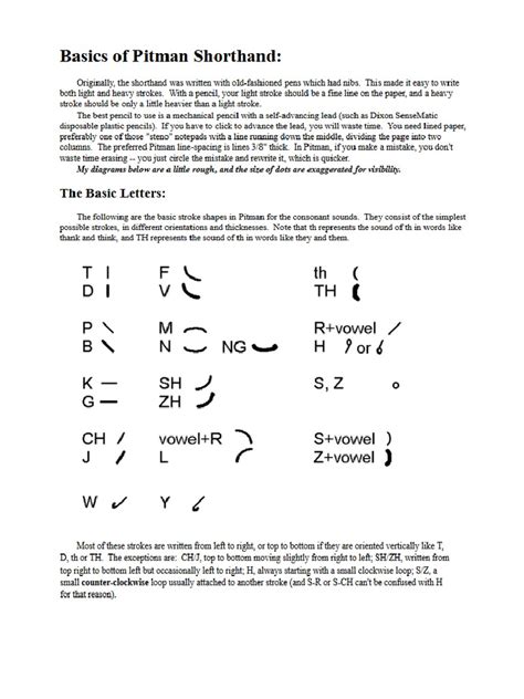 Basics of Pitman Shorthand | PDF