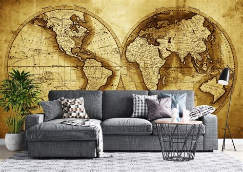 Map Wallpaper Peel and Stick Self Adhesive Political World Map - Etsy UK