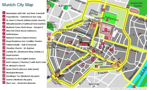 Munich attractions map - Map of munich city center attractions (Bavaria ...