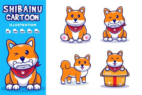 Shiba Inu Cartoon Illustration Creative Market