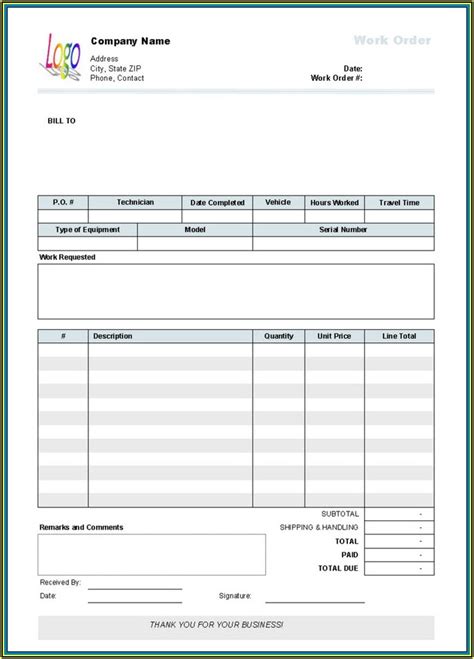 Manufacturing Work Order Template Excel - Template 1 : Resume Examples ...