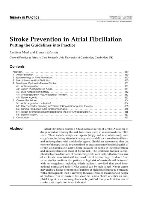 (PDF) Stroke Prevention in Atrial Fibrillation