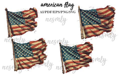 Vintage American Flag Clipart Bundle Graphic by NESMLY · Creative Fabrica