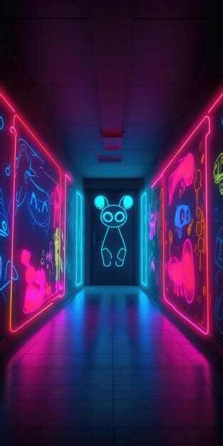 Premium Photo | Neon Cartoon Characters with Glowing Laser Beams